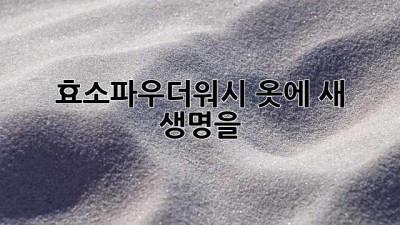 효소파우더워시: 옷에 새 생명을!