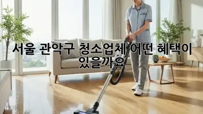 서울 관악구 청소업체, 어떤 혜택이 있을까요?